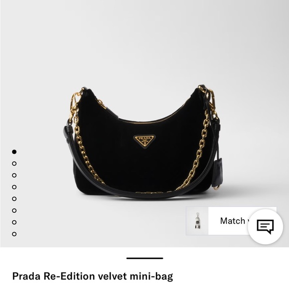 Prada Handbags - Prada Black Velvet Mini Bag with Gold Details